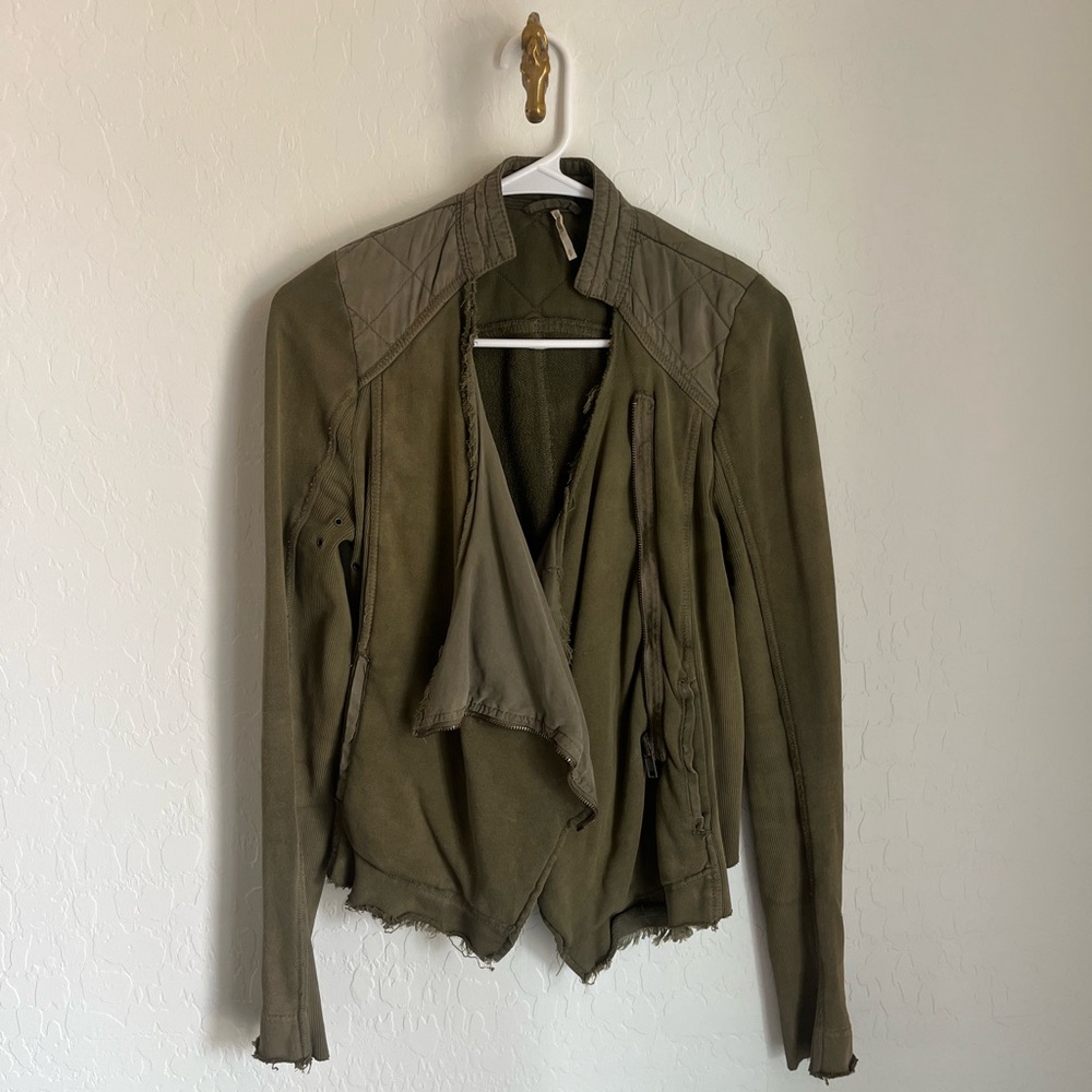 Free People Olive Green Women's Moto Jacket